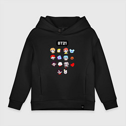 Толстовка оверсайз детская BTS BT21, цвет: черный
