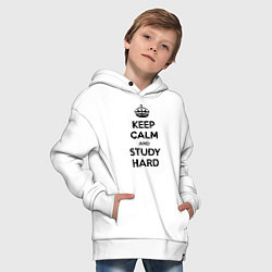 Толстовка оверсайз детская Keep Calm & Study Hard, цвет: белый — фото 2