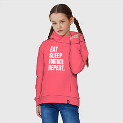 Толстовка оверсайз детская EAT SLEEP FORTNITE REPEAT, цвет: коралловый — фото 2