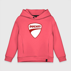 Толстовка оверсайз детская Ducati Logo Дукати Лого Z, цвет: коралловый