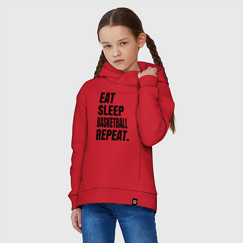 Детское худи оверсайз EAT SLEEP BASKETBALL REPEAT / Красный – фото 3