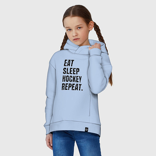 Детское худи оверсайз EAT SLEEP HOCKEY REPEAT / Мягкое небо – фото 3