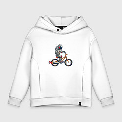Толстовка оверсайз детская Астронавт на велосипеде, цвет: белый