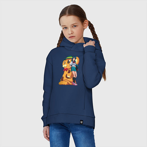 Детское худи оверсайз Стальная Тревога фумоффу / Тёмно-синий – фото 3