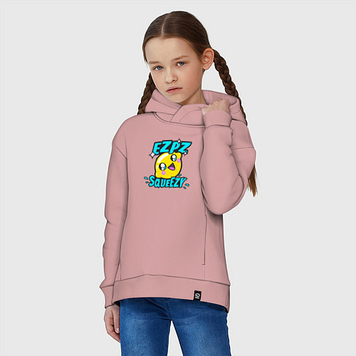 Детское худи оверсайз Easy Peasy Lemon Squeezy / Пыльно-розовый – фото 3