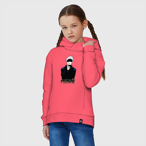 Детское худи оверсайз Jujutsu Kaisen - Satoru Gojou / Коралловый – фото 3
