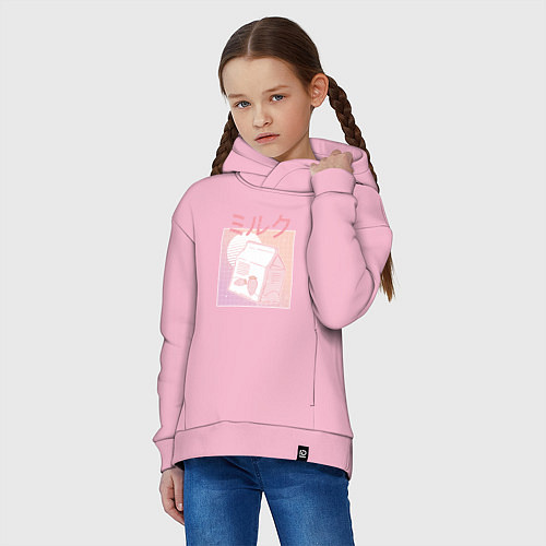 Детское худи оверсайз Vaporwave Strawberry Milk / Светло-розовый – фото 3