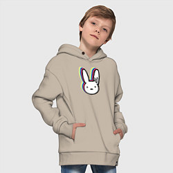Толстовка оверсайз детская Bad Bunny logo, цвет: миндальный — фото 2