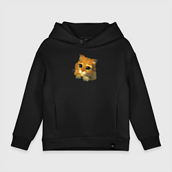 Толстовка оверсайз детская Шрек: Кот в сапогах, цвет: черный