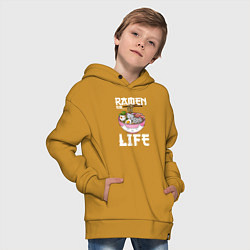 Толстовка оверсайз детская Ramen life, цвет: горчичный — фото 2