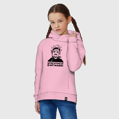Детское худи оверсайз NEVER GIVING UP IS MY MAGIC! / Светло-розовый – фото 3