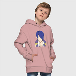 Толстовка оверсайз детская Аой Суминомия каллиграфист, цвет: пыльно-розовый — фото 2