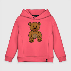 Толстовка оверсайз детская Плюшевый медведь, цвет: коралловый