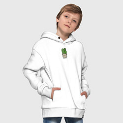 Толстовка оверсайз детская Кактус, цвет: белый — фото 2