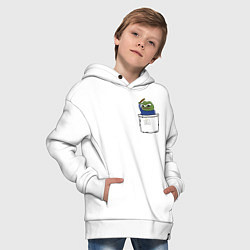 Толстовка оверсайз детская Pepe simp, цвет: белый — фото 2
