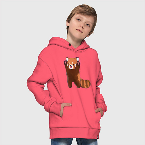 Детское худи оверсайз Нападение милой панды / Коралловый – фото 4