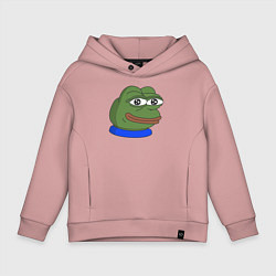 Толстовка оверсайз детская Лягушонок Пепе, цвет: пыльно-розовый