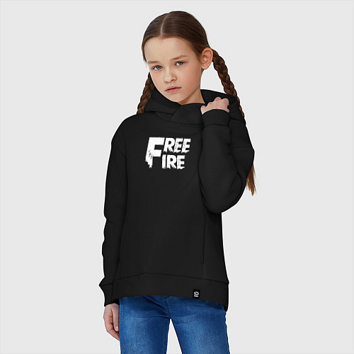 Детское худи оверсайз FREEFIRE FF WHITE LOGO Z / Черный – фото 3