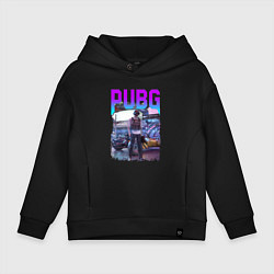Толстовка оверсайз детская PUBG NEON ПУБГ НЕОН Z, цвет: черный