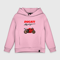 Толстовка оверсайз детская DUCATI ДУКАТИ MOTOSPORT, цвет: светло-розовый