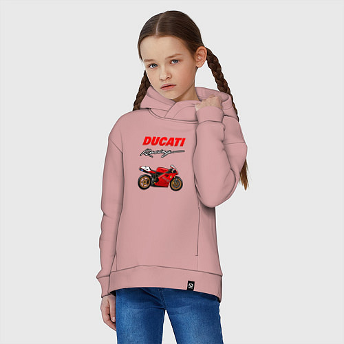 Детское худи оверсайз DUCATI ДУКАТИ MOTOSPORT / Пыльно-розовый – фото 3