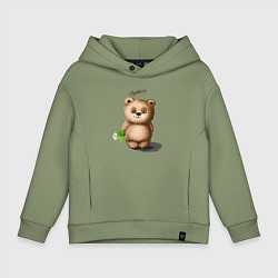 Толстовка оверсайз детская Медведь, цвет: авокадо