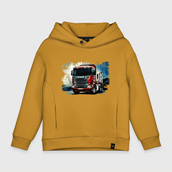 Толстовка оверсайз детская SCANIA Дальнобой, цвет: горчичный