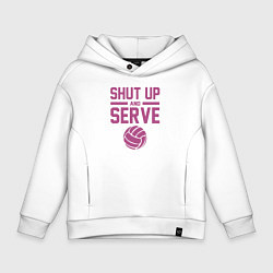 Толстовка оверсайз детская Shut Up And Serve, цвет: белый