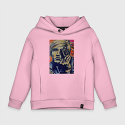 Толстовка оверсайз детская Автопортрет Энди Уорхола, цвет: светло-розовый