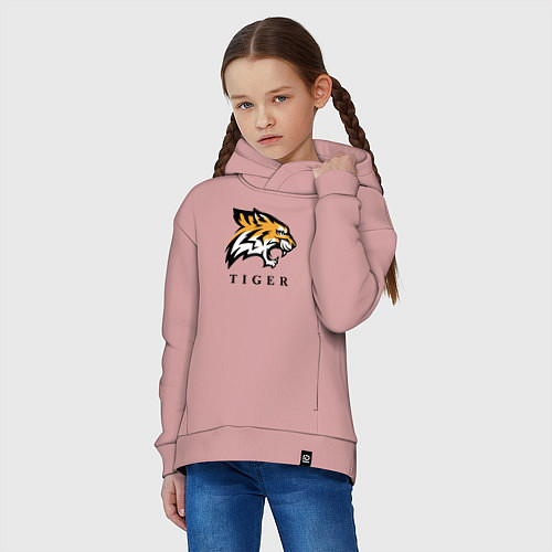 Детское худи оверсайз Тигр - Tiger / Пыльно-розовый – фото 3