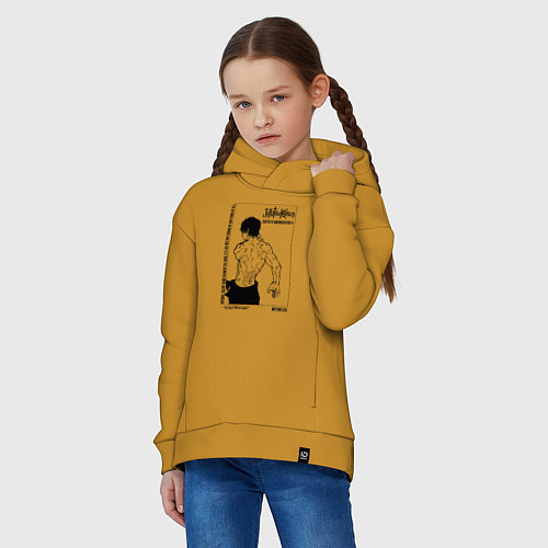 Детское худи оверсайз Акутами Геге Магическая Битва / Горчичный – фото 3