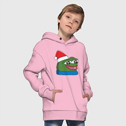 Толстовка оверсайз детская Pepe, pepe happy, Пепе хеппи, pepe happy new year, цвет: светло-розовый — фото 2