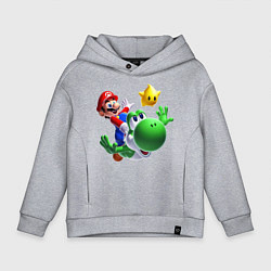 Толстовка оверсайз детская Mario&Yoshi, цвет: меланж