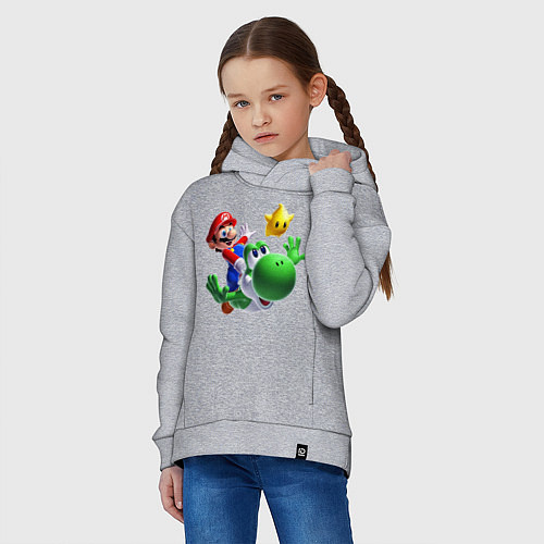 Детское худи оверсайз Mario&Yoshi / Меланж – фото 3