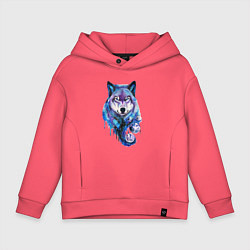 Детское худи оверсайз Волк акварель