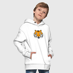 Толстовка оверсайз детская Тигр логотип, цвет: белый — фото 2
