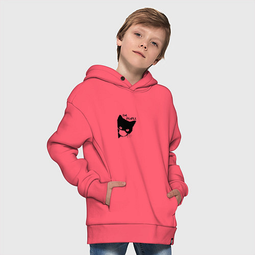 Детское худи оверсайз Кот в маске / Коралловый – фото 4