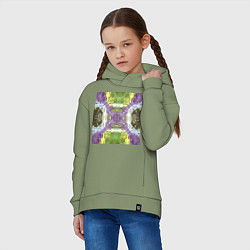 Толстовка оверсайз детская Коллекция Фрактальная мозаика Фиолетово-зеленый Кв, цвет: авокадо — фото 2
