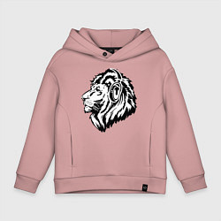Толстовка оверсайз детская Лев в наушниках, цвет: пыльно-розовый