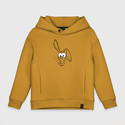 Толстовка оверсайз детская Заяц пучеглазый, цвет: горчичный