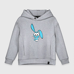 Толстовка оверсайз детская Заяц пучеглазый голубенький, цвет: меланж