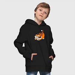 Толстовка оверсайз детская Милый тигренок cute tiger, цвет: черный — фото 2