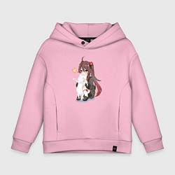 Толстовка оверсайз детская ХУ ТАО И БЕЛЫЙ КОТИК, цвет: светло-розовый