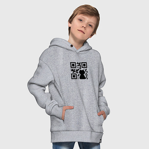 Детское худи оверсайз CAT QR CODE / Меланж – фото 4