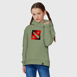 Толстовка оверсайз детская ЧЁРНО КРАСНОЕ ЛОГО ДОТА 2 DOTA 2 LOGO, цвет: авокадо — фото 2