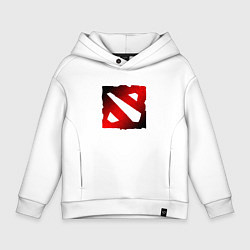 Толстовка оверсайз детская ЧЁРНО КРАСНОЕ ЛОГО ДОТА 2 DOTA 2 LOGO, цвет: белый