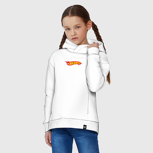 Детское худи оверсайз Hot Wheels Big Fire Logo / Белый – фото 3