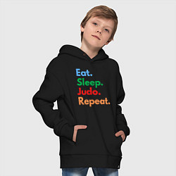 Толстовка оверсайз детская Eat Sleep Judo Repeat, цвет: черный — фото 2