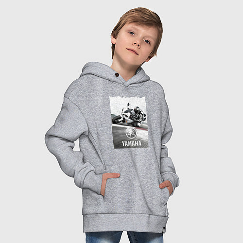 Детское худи оверсайз YAMAHA на вираже / Меланж – фото 4