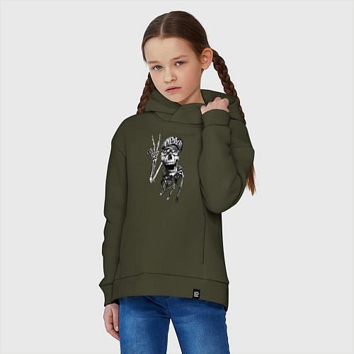 Детское худи оверсайз Skeleton dude / Хаки – фото 3